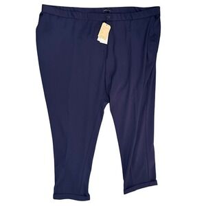 New Tags Universal Standard Navy Cuffed Cigarette Twill Pants Plus 2XL (30 / 32)